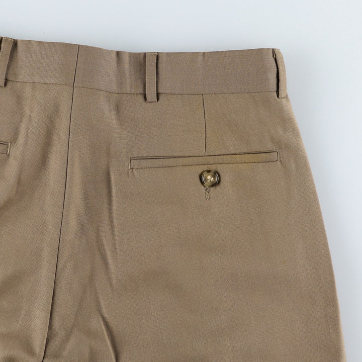WH.H.LEISHMAN Two-Pleat Slacks Pants, Men's Size W30 (approx.) polyester beige type brown Vintage Second Hand