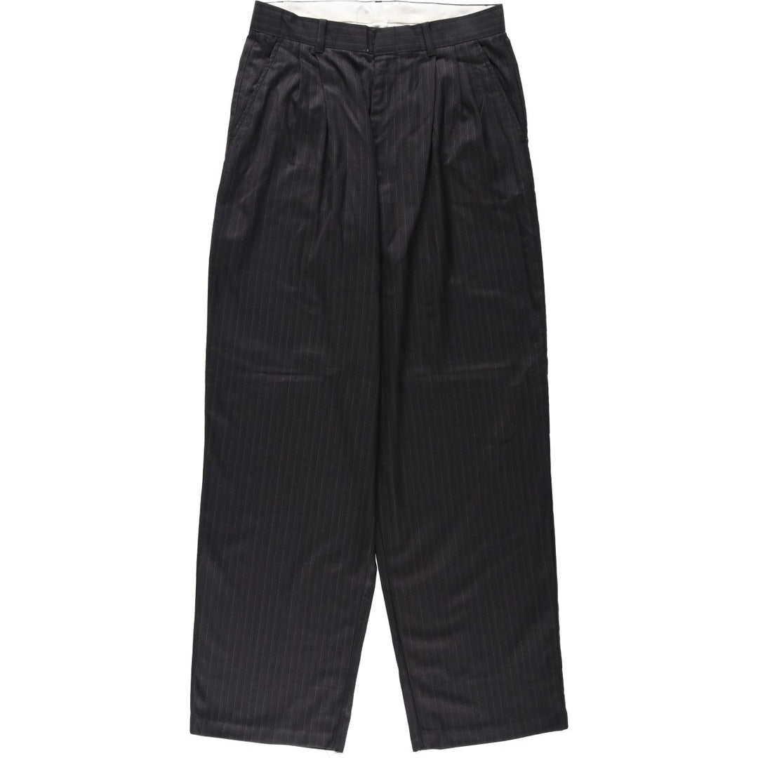 Van Heusen Stripe Pattern Two-Pleat Slacks Pants, Men's Size W29 (approx.) polyester gray type Vintage Second Hand