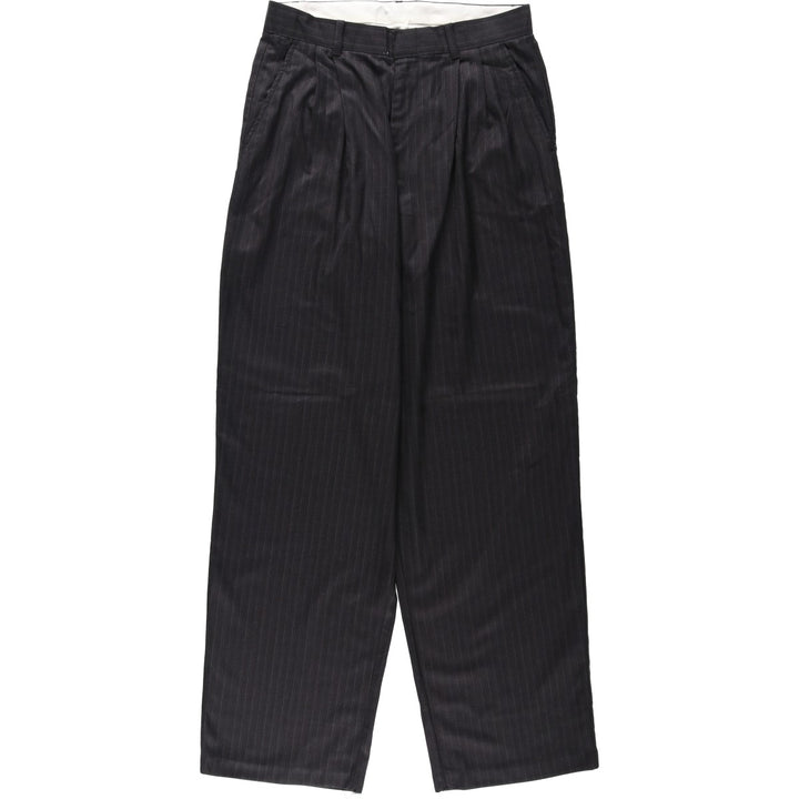 Van Heusen Stripe Pattern Two-Pleat Slacks Pants, Men's Size W29 (approx.) polyester gray type Vintage Second Hand