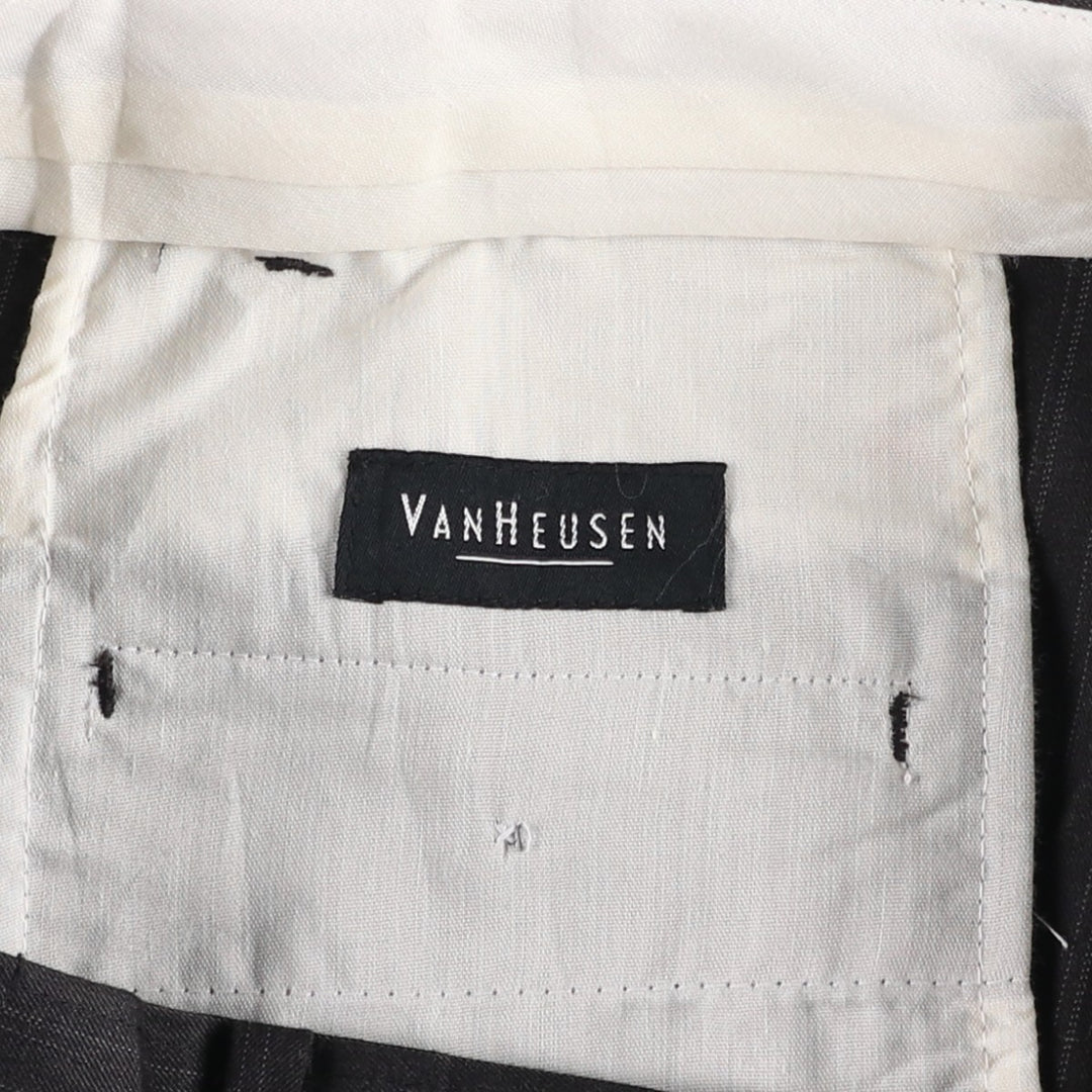 Van Heusen Stripe Pattern Two-Pleat Slacks Pants, Men's Size W29 (approx.) polyester gray type Vintage Second Hand