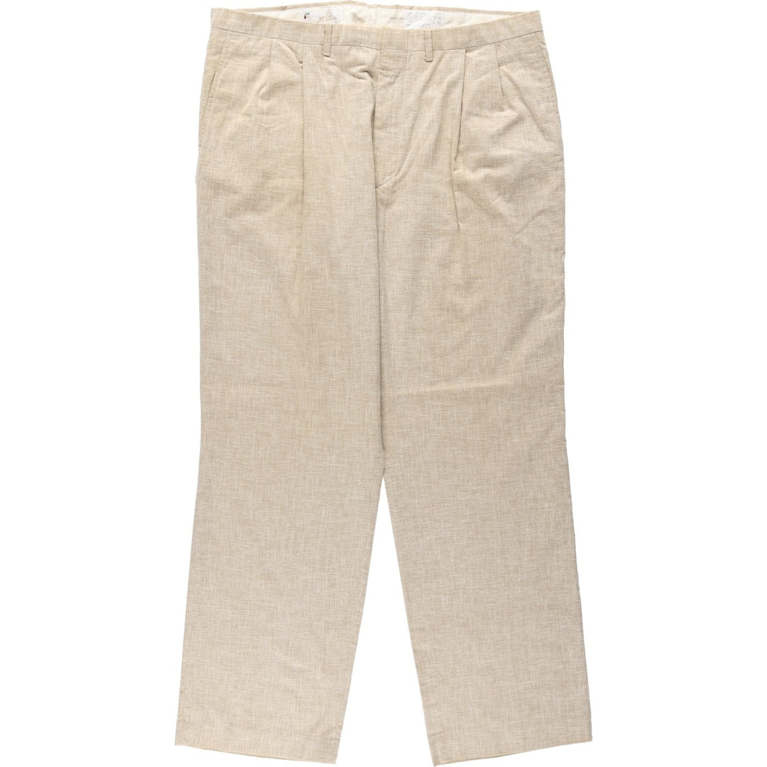 1990'S Arnold Palmer Two-Pleat Cotton x Polyester Slacks Pants, Men's Size W36 (approx.), Vintage polyester Beige type Vintage Second Hand