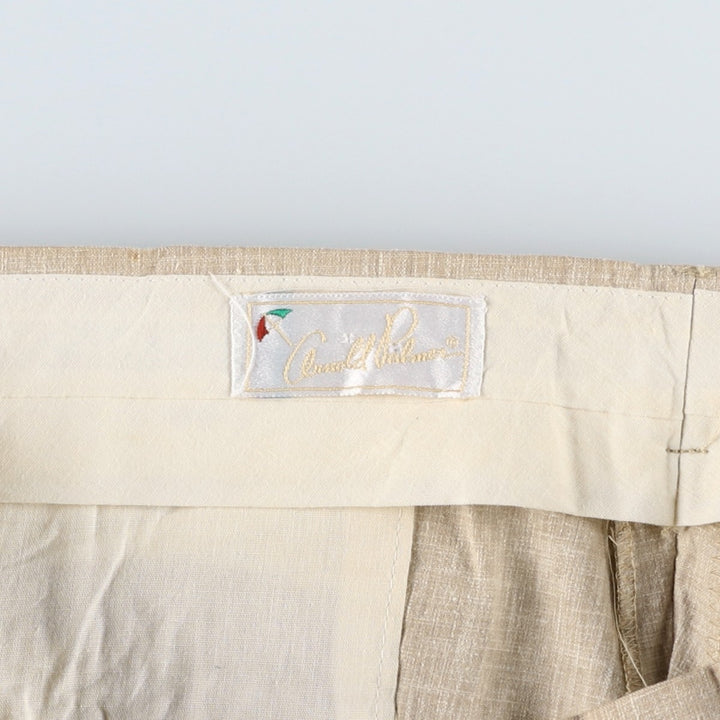 1990'S Arnold Palmer Two-Pleat Cotton x Polyester Slacks Pants, Men's Size W36 (approx.), Vintage polyester Beige type Vintage Second Hand