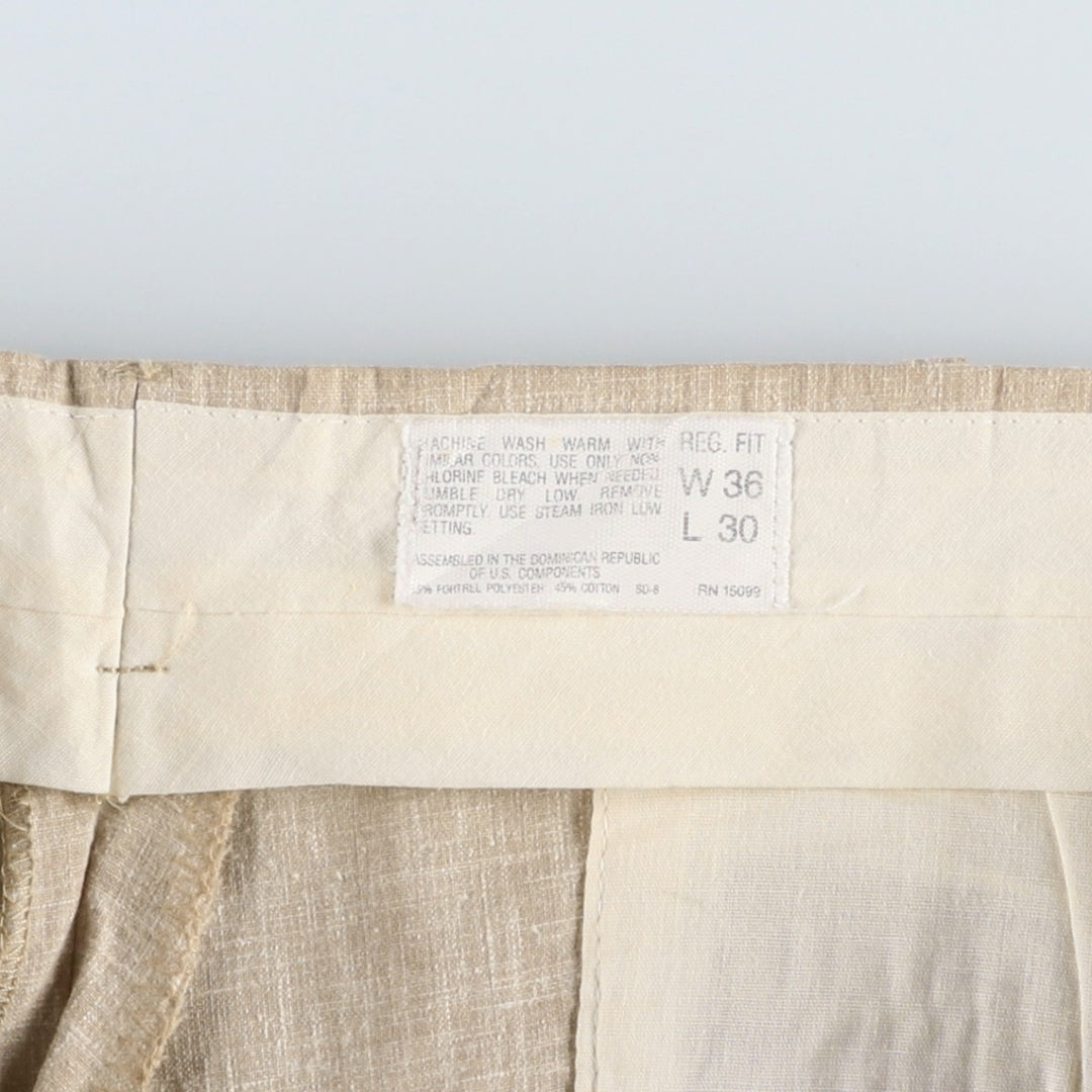 1990'S Arnold Palmer Two-Pleat Cotton x Polyester Slacks Pants, Men's Size W36 (approx.), Vintage polyester Beige type Vintage Second Hand