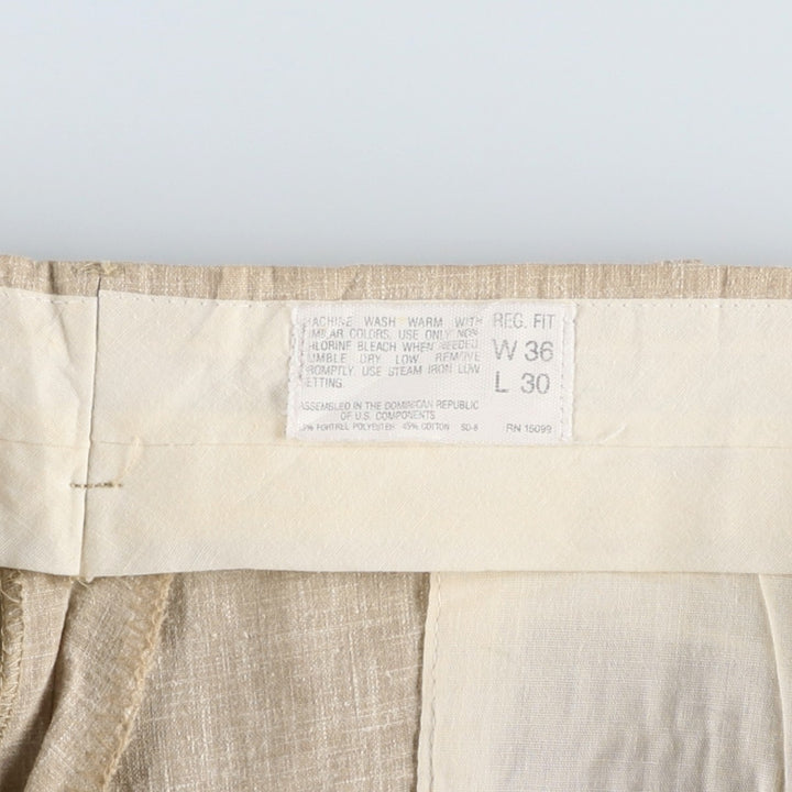 1990'S Arnold Palmer Two-Pleat Cotton x Polyester Slacks Pants, Men's Size W36 (approx.), Vintage polyester Beige type Vintage Second Hand