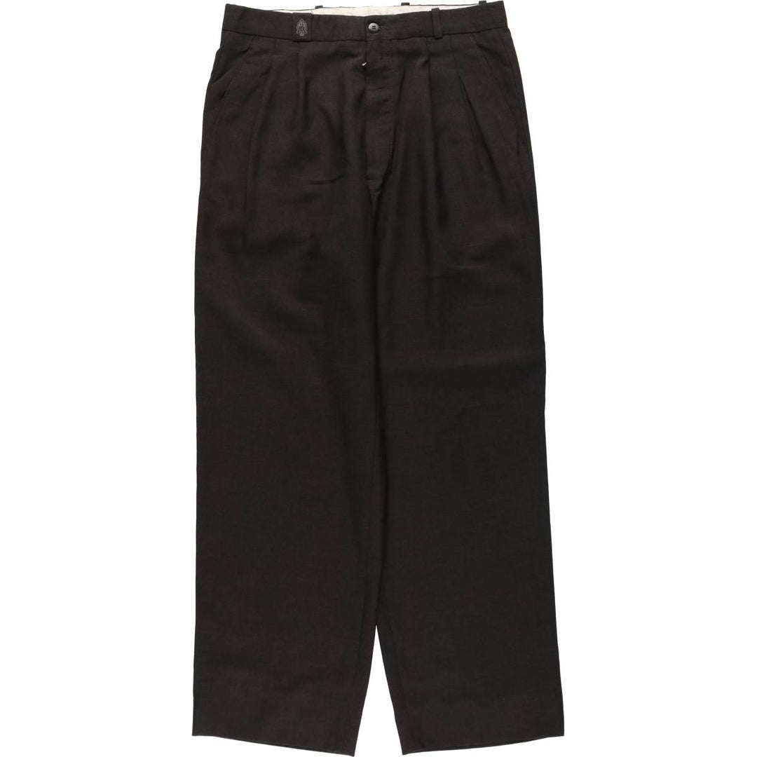 1980'S Evaristo Roman Two-Pleat Slacks Pants, Men's Size W31 (approx.), Vintage polyester Charcoal Vintage Second Hand
