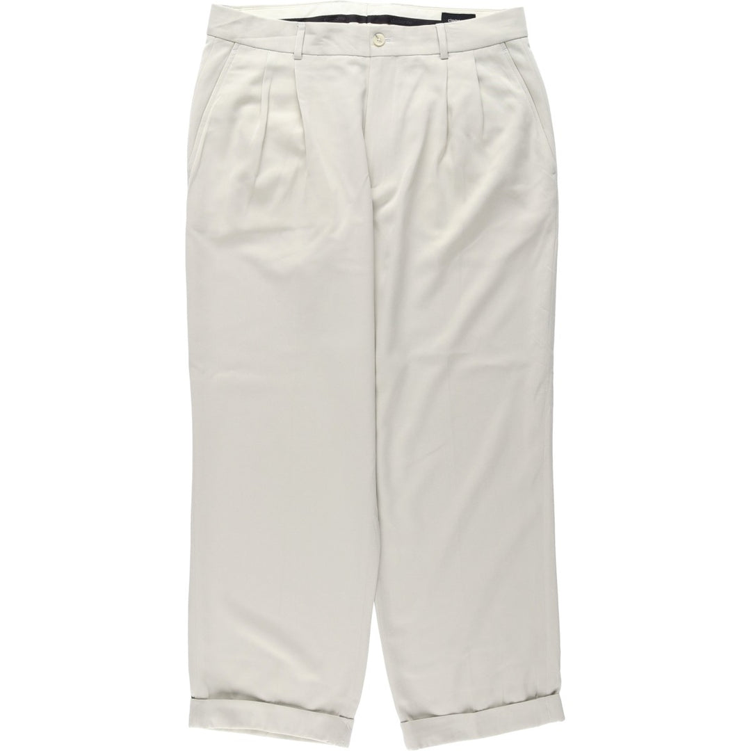 Claiborne two-pleat slacks pants for men, equivalent to size W34. polyester Beige type Vintage Second Hand