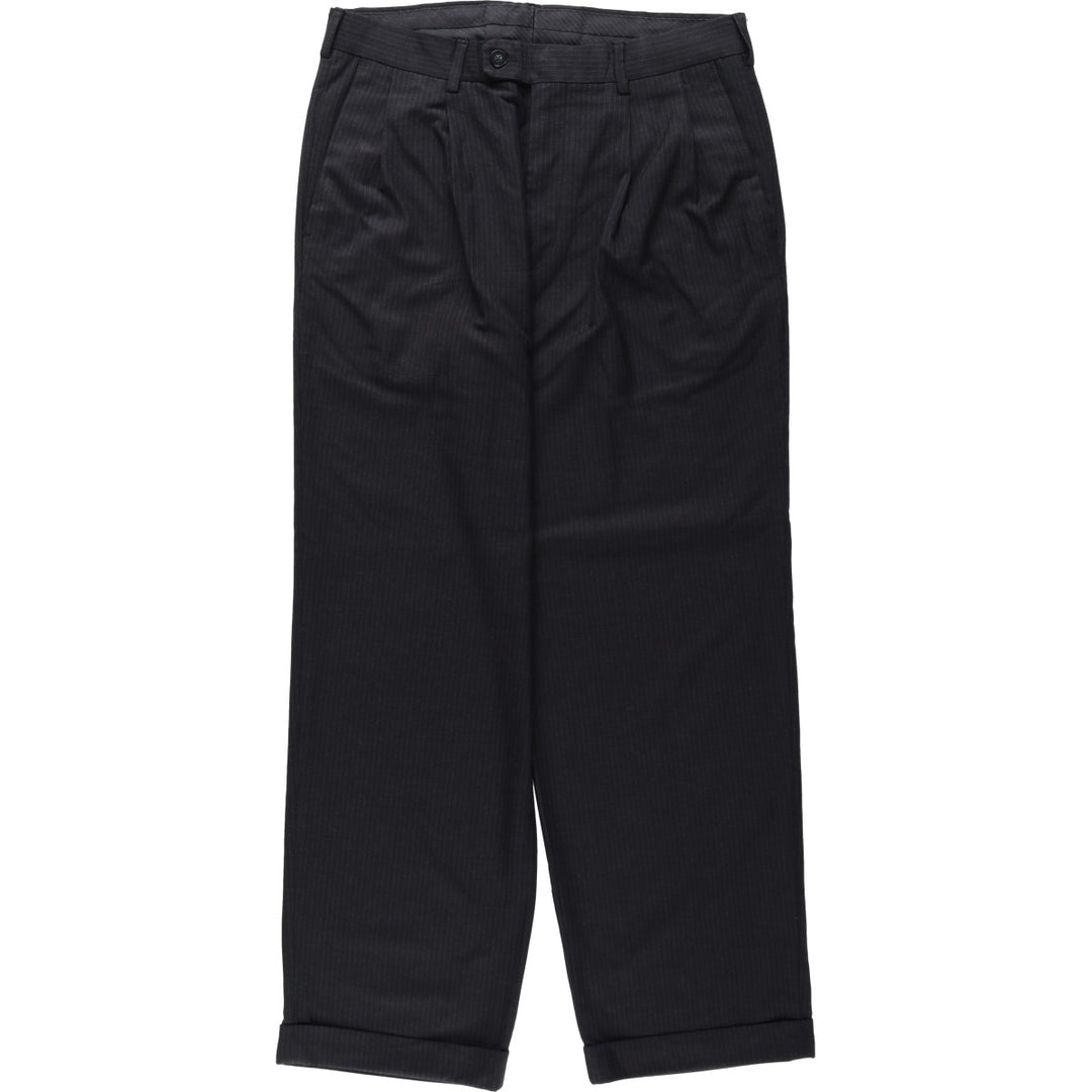 Stripe Pattern Slacks Pants Men's W32 polyester black type Vintage Second Hand