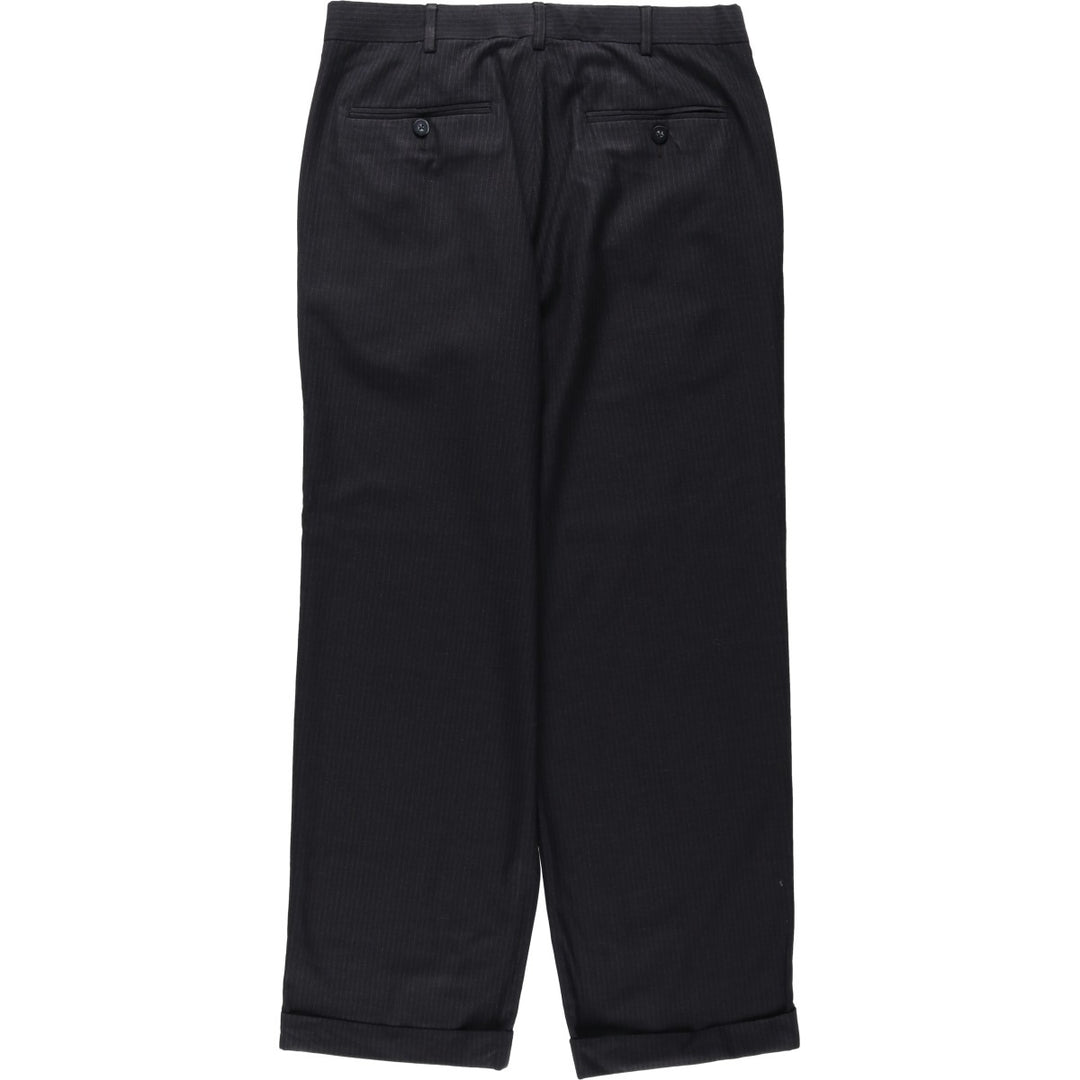 Stripe Pattern Slacks Pants Men's W32 polyester black type Vintage Second Hand