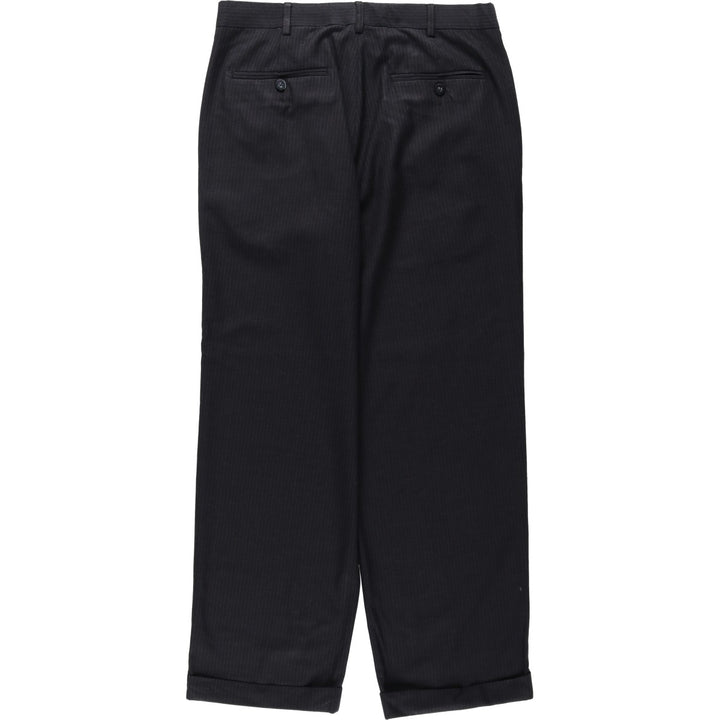 Stripe Pattern Slacks Pants Men's W32 polyester black type Vintage Second Hand