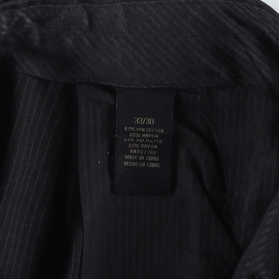 Stripe Pattern Slacks Pants Men's W32 polyester black type Vintage Second Hand