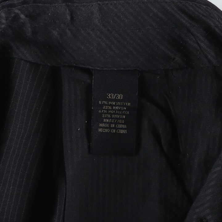 Stripe Pattern Slacks Pants Men's W32 polyester black type Vintage Second Hand