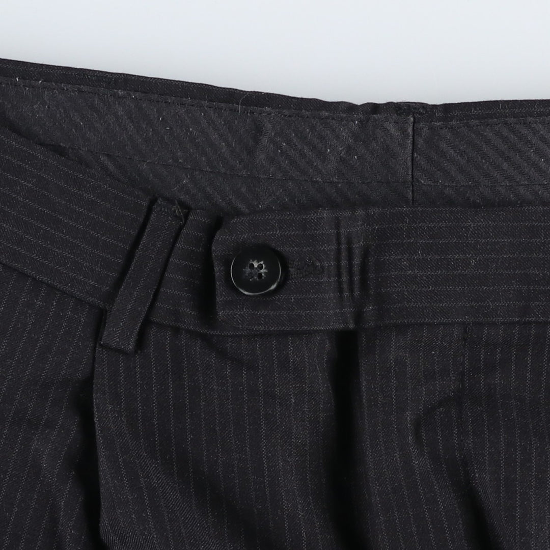 Stripe Pattern Slacks Pants Men's W32 polyester black type Vintage Second Hand