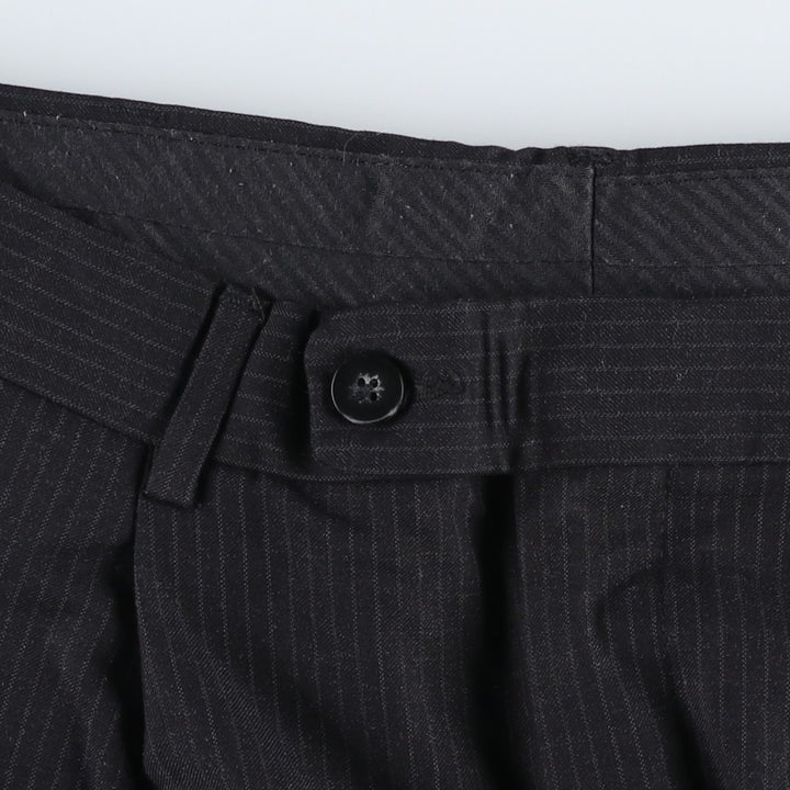 Stripe Pattern Slacks Pants Men's W32 polyester black type Vintage Second Hand