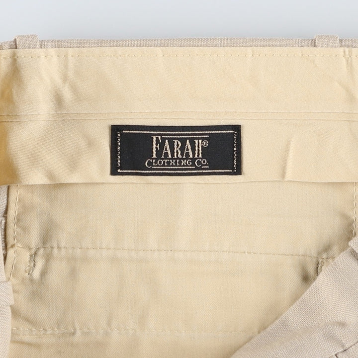 ~90'S FARAH slacks pants, men's size W30 equivalent, vintage. polyester Beige type Vintage Second Hand