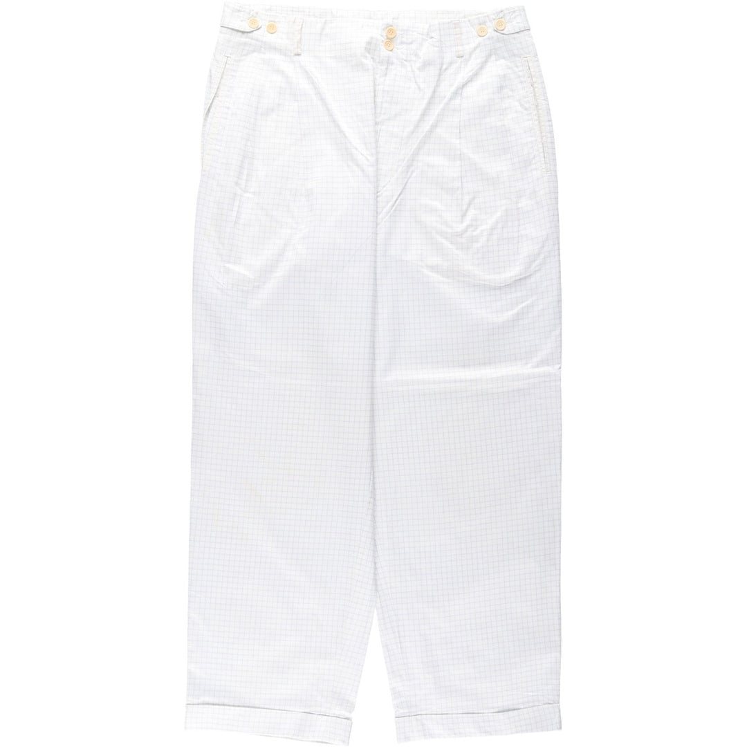 Bullock And Jones Check Pattern Slacks Pants, Made in Italy, Men's W35 (approx.) cotton white type Vintage Second Hand