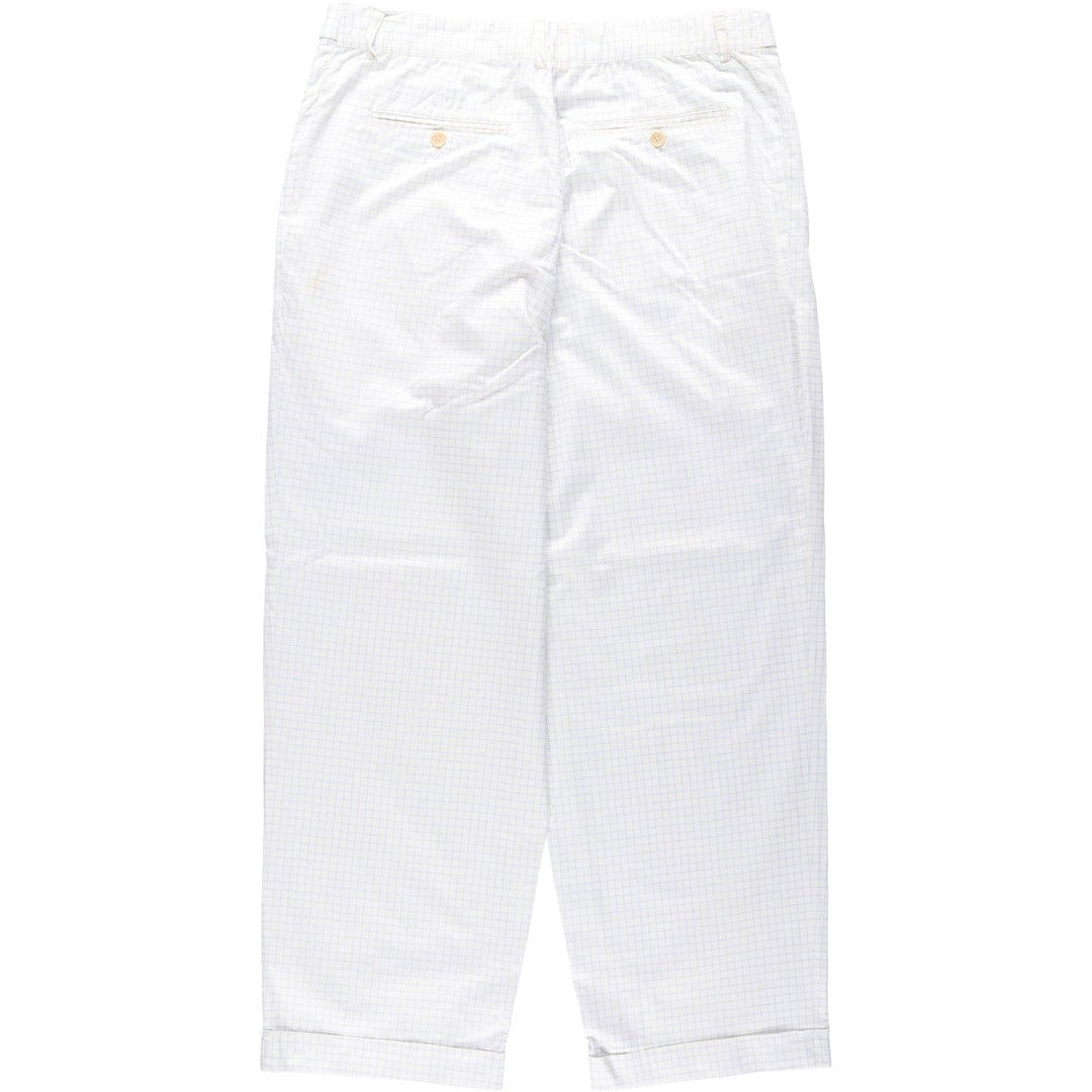 Bullock And Jones Check Pattern Slacks Pants, Made in Italy, Men's W35 (approx.) cotton white type Vintage Second Hand