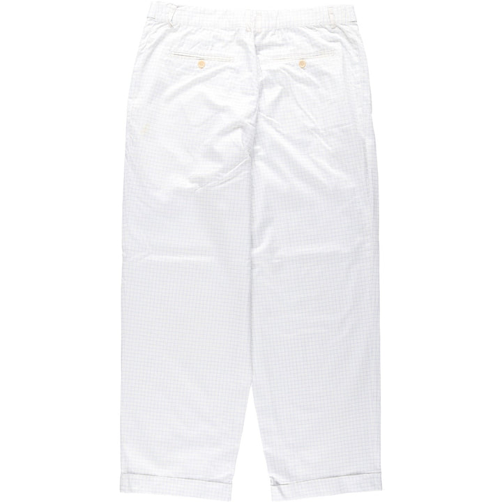 Bullock And Jones Check Pattern Slacks Pants, Made in Italy, Men's W35 (approx.) cotton white type Vintage Second Hand