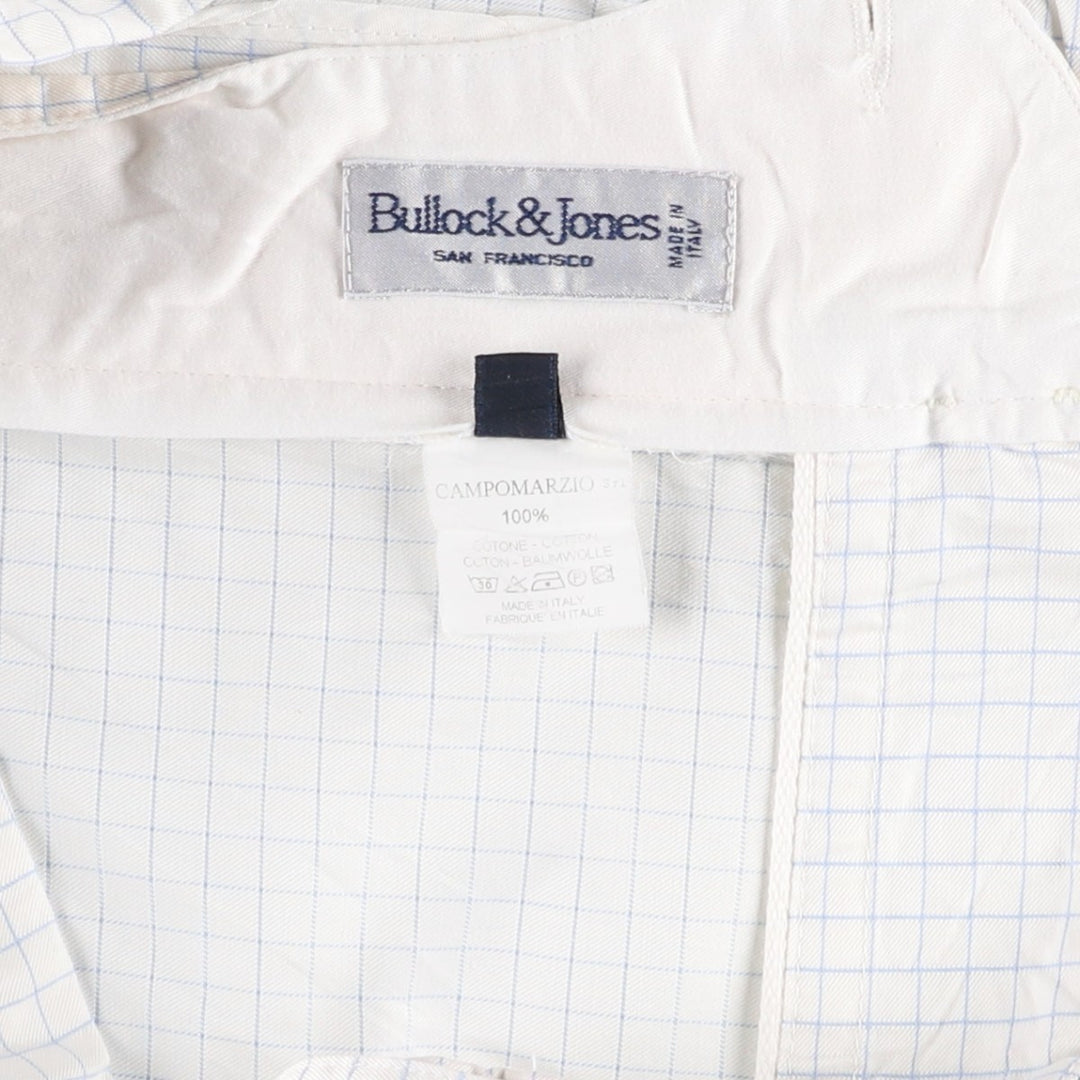 Bullock And Jones Check Pattern Slacks Pants, Made in Italy, Men's W35 (approx.) cotton white type Vintage Second Hand