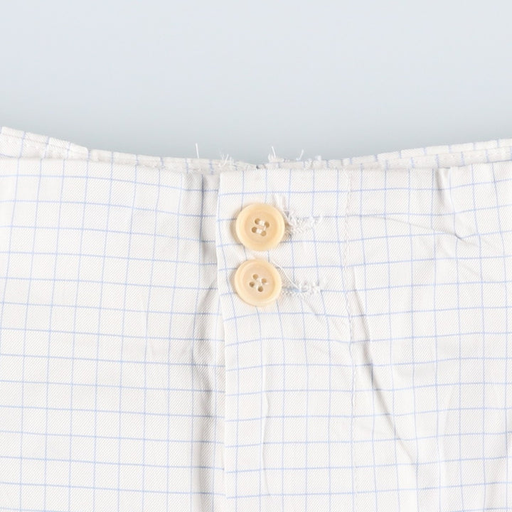 Bullock And Jones Check Pattern Slacks Pants, Made in Italy, Men's W35 (approx.) cotton white type Vintage Second Hand