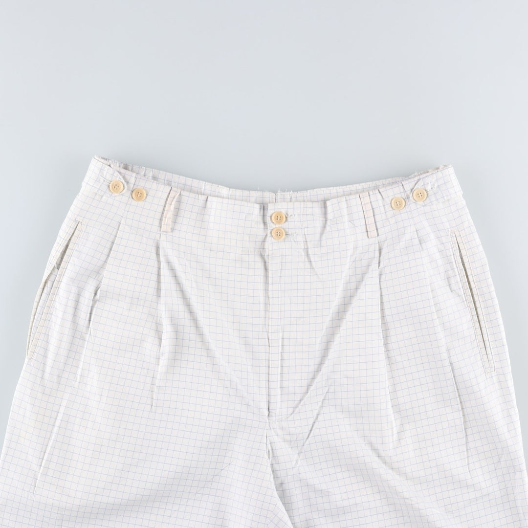 Bullock And Jones Check Pattern Slacks Pants, Made in Italy, Men's W35 (approx.) cotton white type Vintage Second Hand