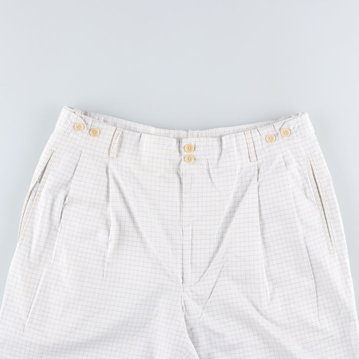 Bullock And Jones Check Pattern Slacks Pants, Made in Italy, Men's W35 (approx.) cotton white type Vintage Second Hand
