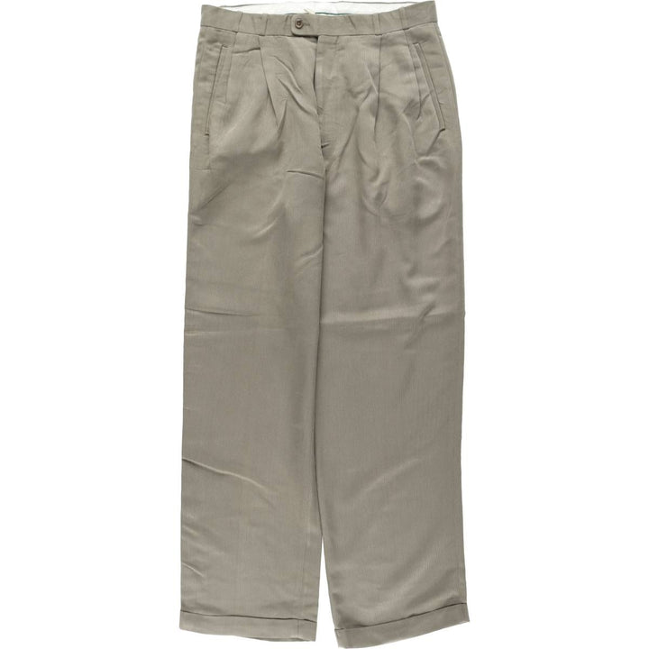 Greg Peters two-pleat slacks, men's size W34 (approx.) Rayon Khaki type Vintage Second Hand