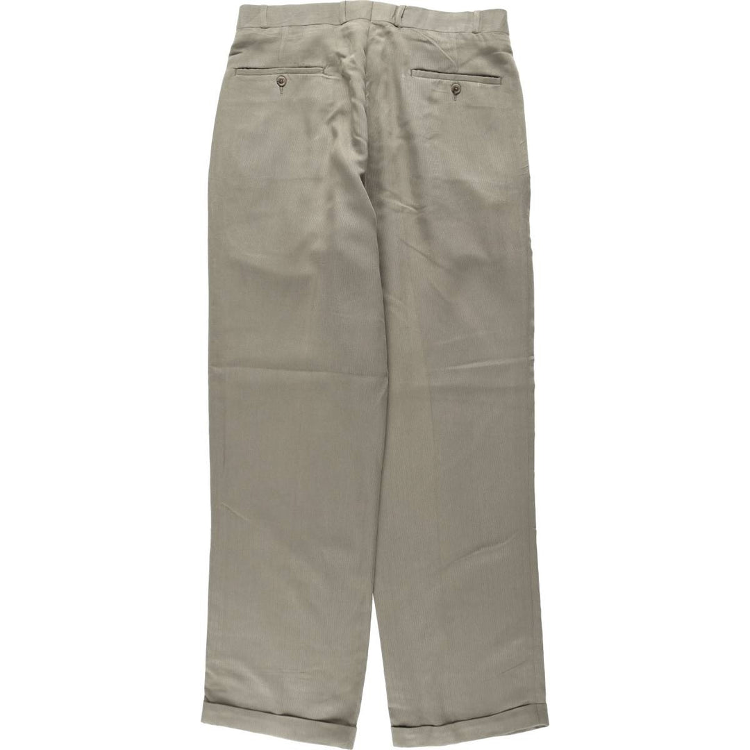 Greg Peters two-pleat slacks, men's size W34 (approx.) Rayon Khaki type Vintage Second Hand