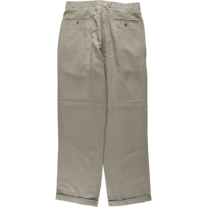 Greg Peters two-pleat slacks, men's size W34 (approx.) Rayon Khaki type Vintage Second Hand