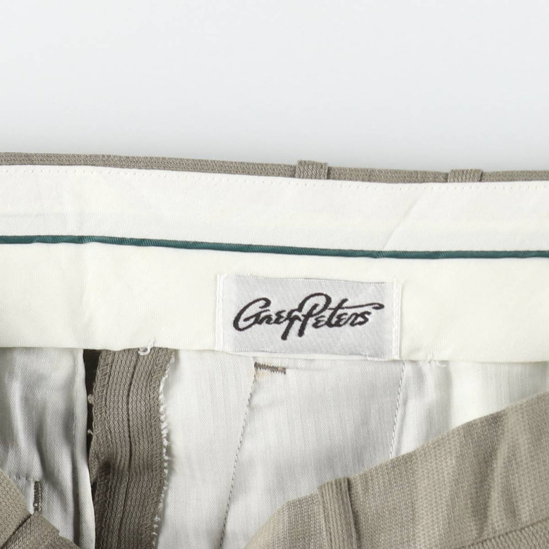 Greg Peters two-pleat slacks, men's size W34 (approx.) Rayon Khaki type Vintage Second Hand