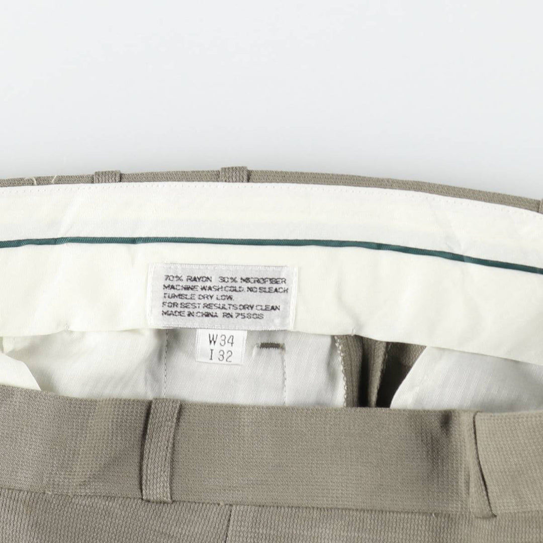 Greg Peters two-pleat slacks, men's size W34 (approx.) Rayon Khaki type Vintage Second Hand