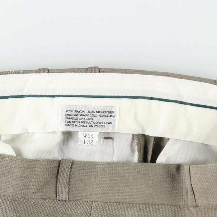 Greg Peters two-pleat slacks, men's size W34 (approx.) Rayon Khaki type Vintage Second Hand