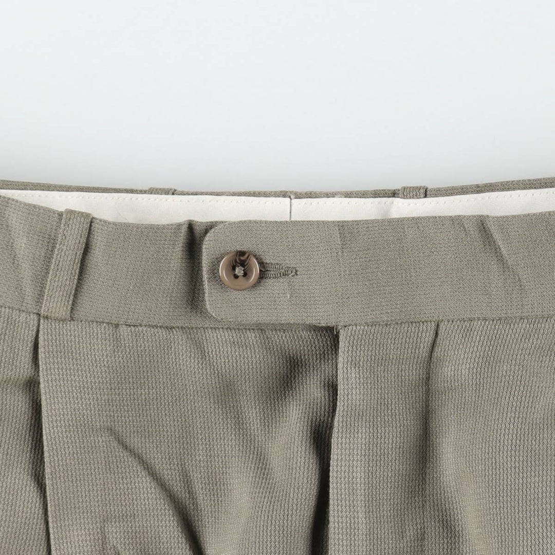 Greg Peters two-pleat slacks, men's size W34 (approx.) Rayon Khaki type Vintage Second Hand
