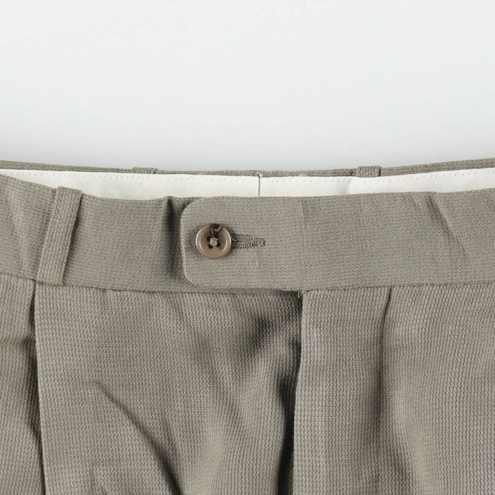 Greg Peters two-pleat slacks, men's size W34 (approx.) Rayon Khaki type Vintage Second Hand