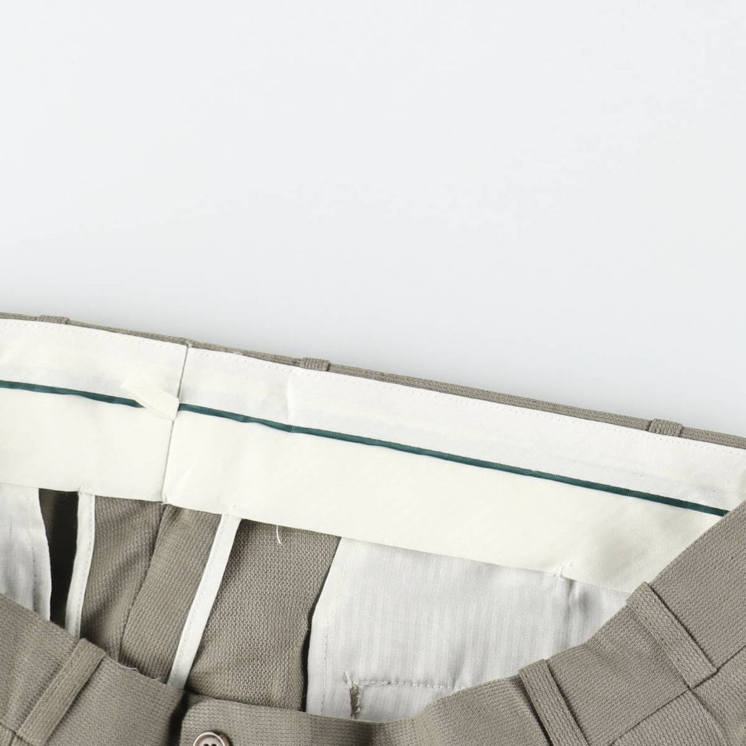 Greg Peters two-pleat slacks, men's size W34 (approx.) Rayon Khaki type Vintage Second Hand