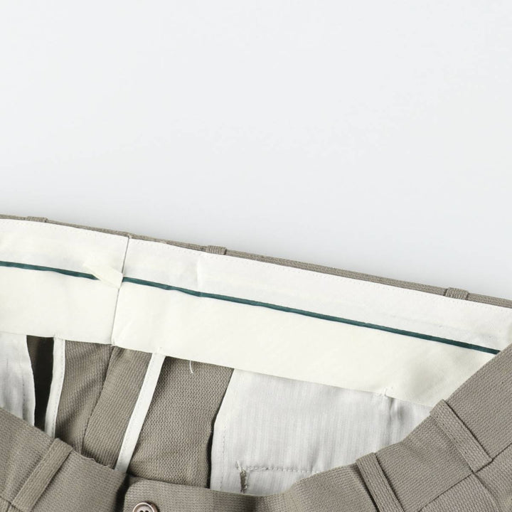 Greg Peters two-pleat slacks, men's size W34 (approx.) Rayon Khaki type Vintage Second Hand