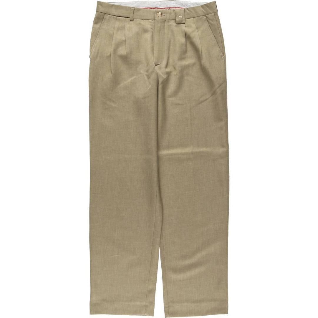 Two-pleat slacks for men, size W34 polyester Beige type Vintage Second Hand