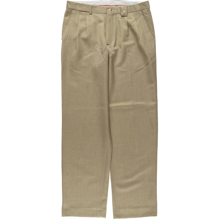 Two-pleat slacks for men, size W34 polyester Beige type Vintage Second Hand