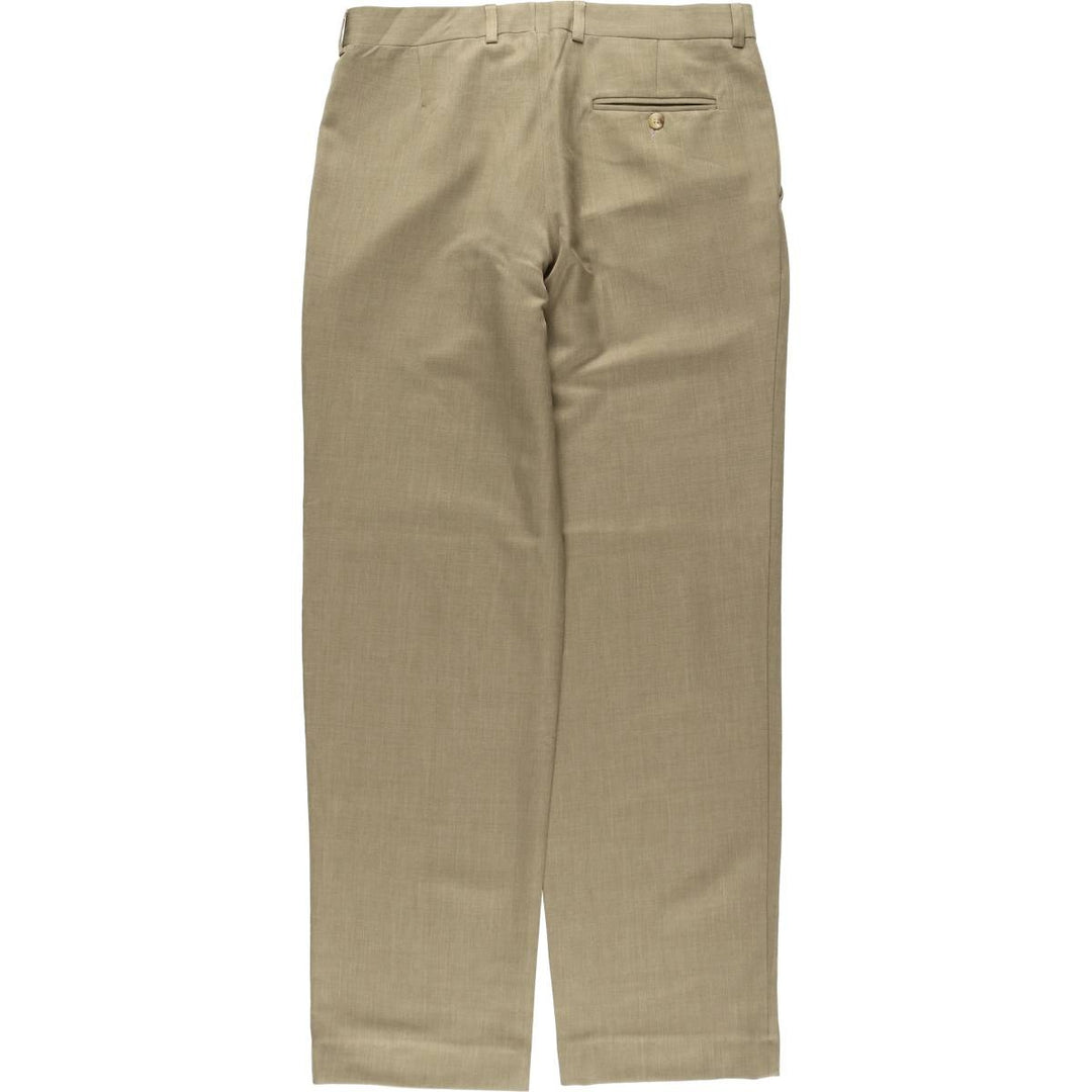 Two-pleat slacks for men, size W34 polyester Beige type Vintage Second Hand