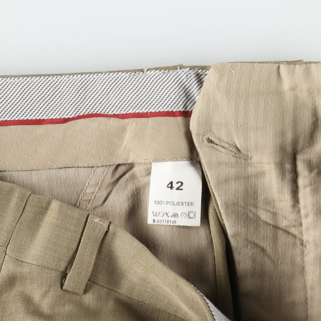 Two-pleat slacks for men, size W34 polyester Beige type Vintage Second Hand