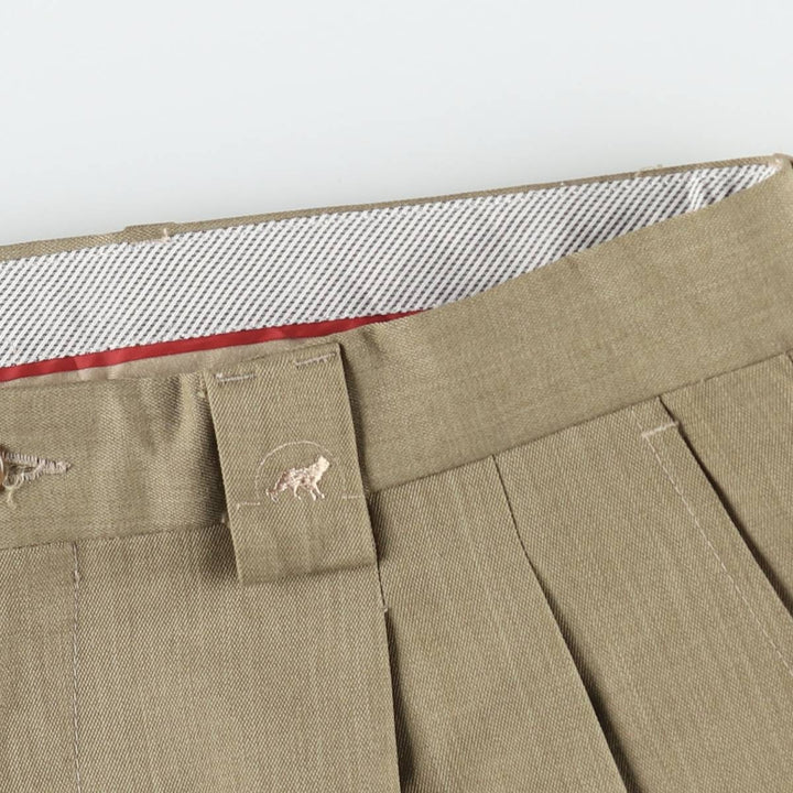 Two-pleat slacks for men, size W34 polyester Beige type Vintage Second Hand