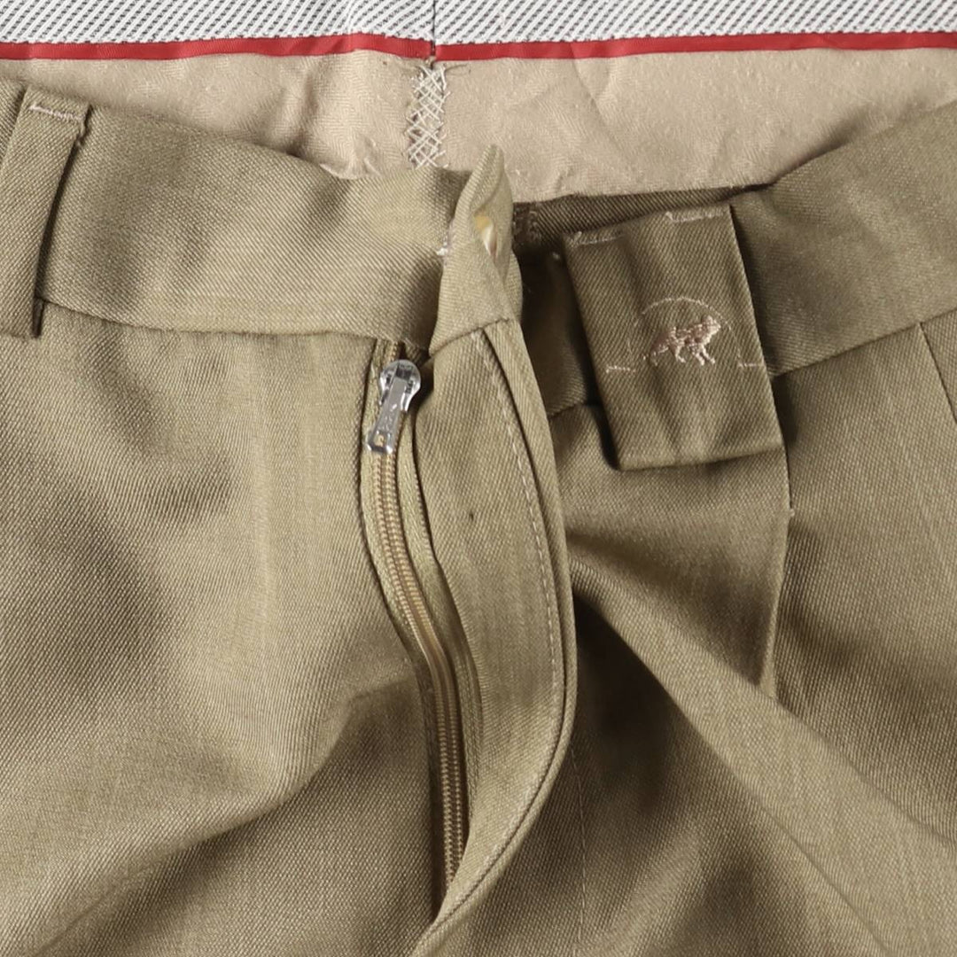 Two-pleat slacks for men, size W34 polyester Beige type Vintage Second Hand