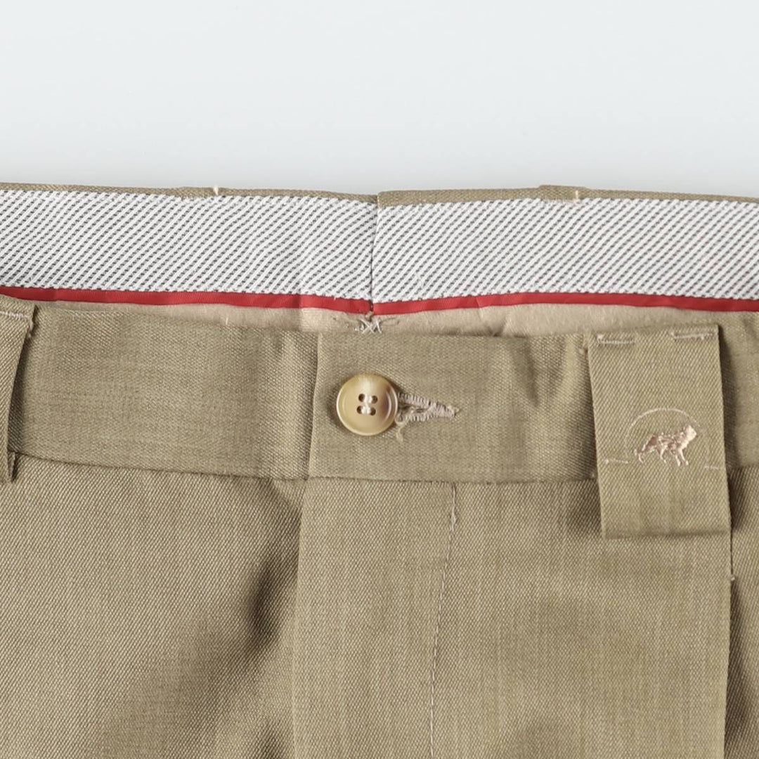 Two-pleat slacks for men, size W34 polyester Beige type Vintage Second Hand