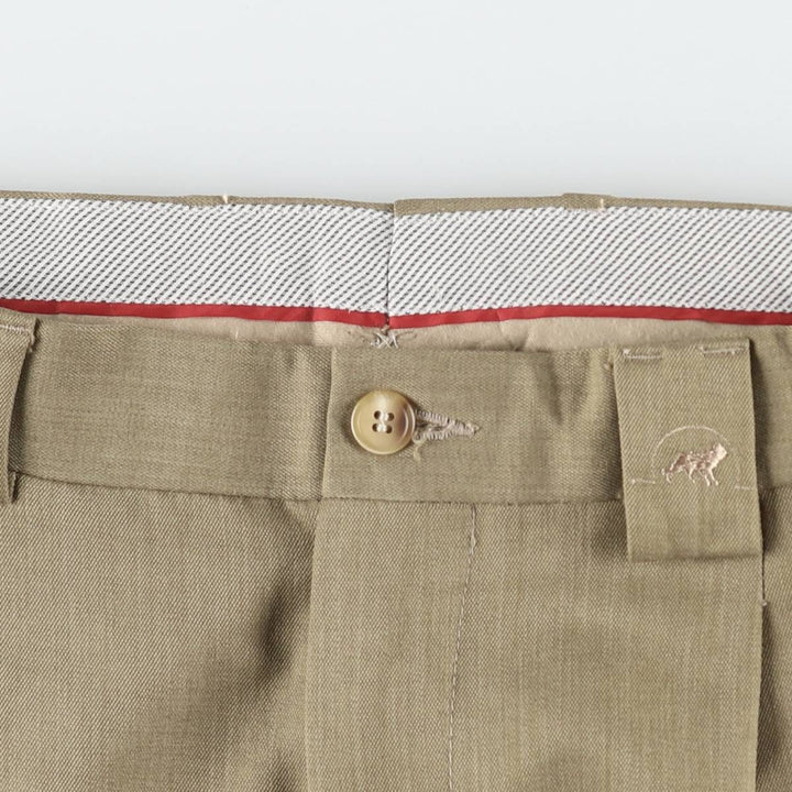 Two-pleat slacks for men, size W34 polyester Beige type Vintage Second Hand