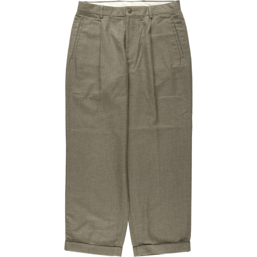 Perry Ellis men's one-tuck slacks, size W32 (approx.) polyester Khaki type Vintage Second Hand