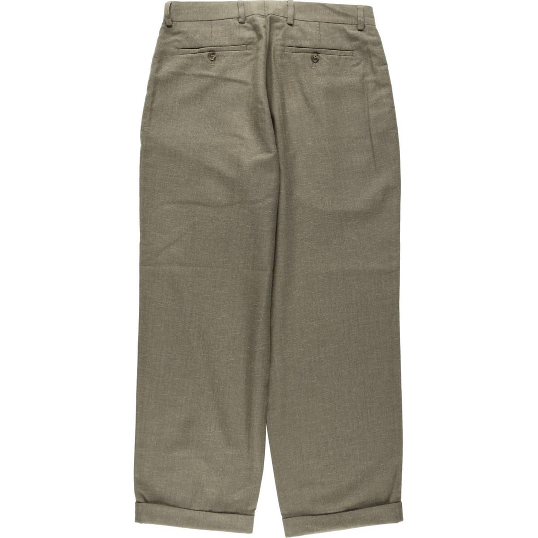 Perry Ellis men's one-tuck slacks, size W32 (approx.) polyester Khaki type Vintage Second Hand