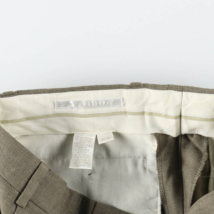 Perry Ellis men's one-tuck slacks, size W32 (approx.) polyester Khaki type Vintage Second Hand