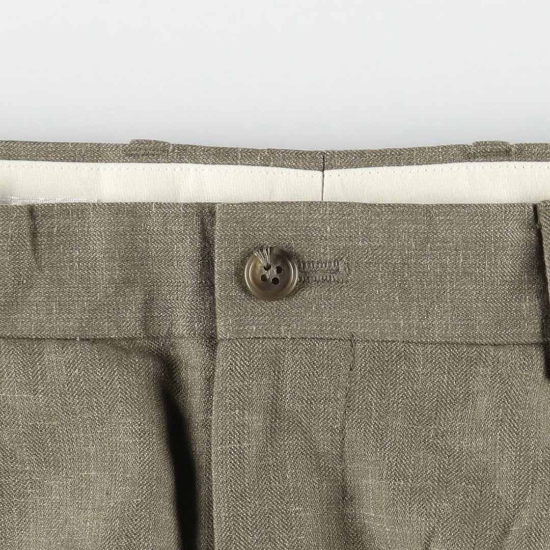 Perry Ellis men's one-tuck slacks, size W32 (approx.) polyester Khaki type Vintage Second Hand