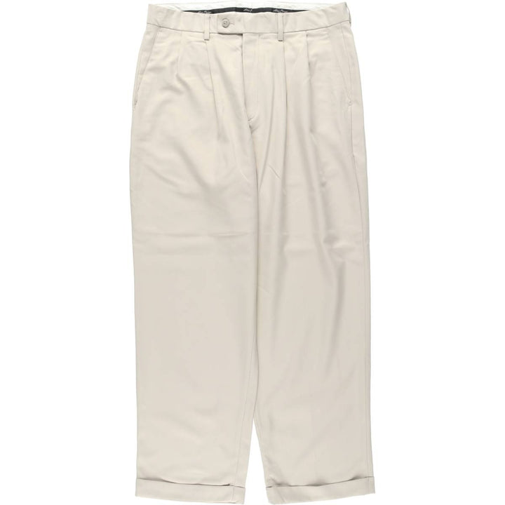 Alan Flusser Golf Two-Pleat Slacks Pants, Men's W35 (approx.) polyester Beige type Vintage Second Hand