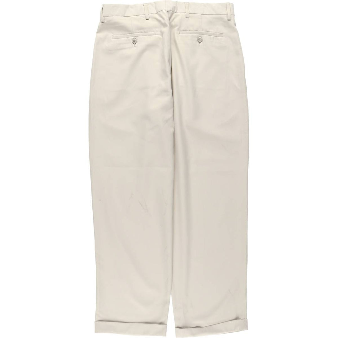 Alan Flusser Golf Two-Pleat Slacks Pants, Men's W35 (approx.) polyester Beige type Vintage Second Hand