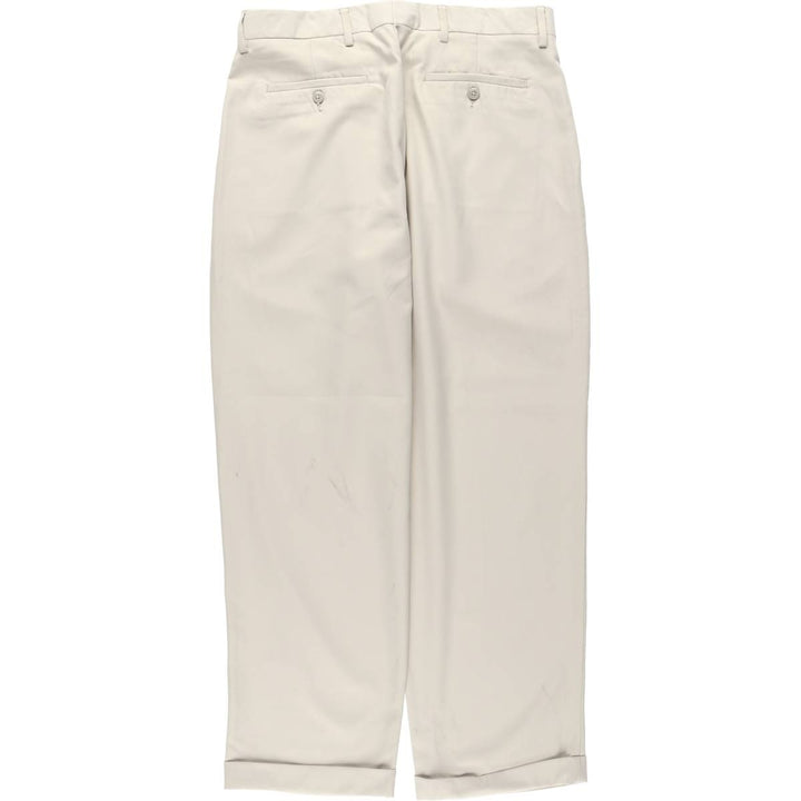 Alan Flusser Golf Two-Pleat Slacks Pants, Men's W35 (approx.) polyester Beige type Vintage Second Hand